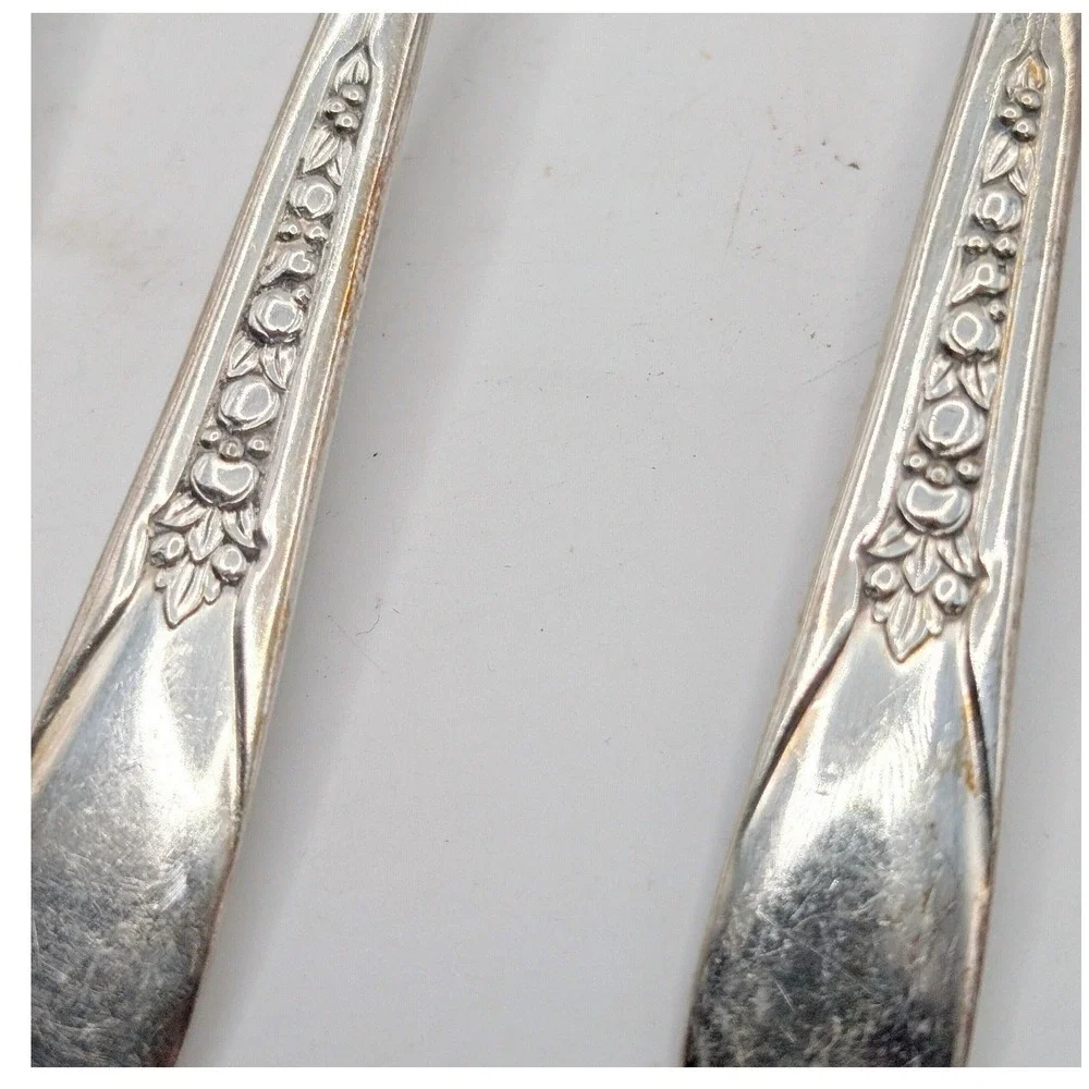 Vtg 1941 WM Rogers Priscilla Lady Ann Silverplate MCM Floral 47pc Flatware w Box